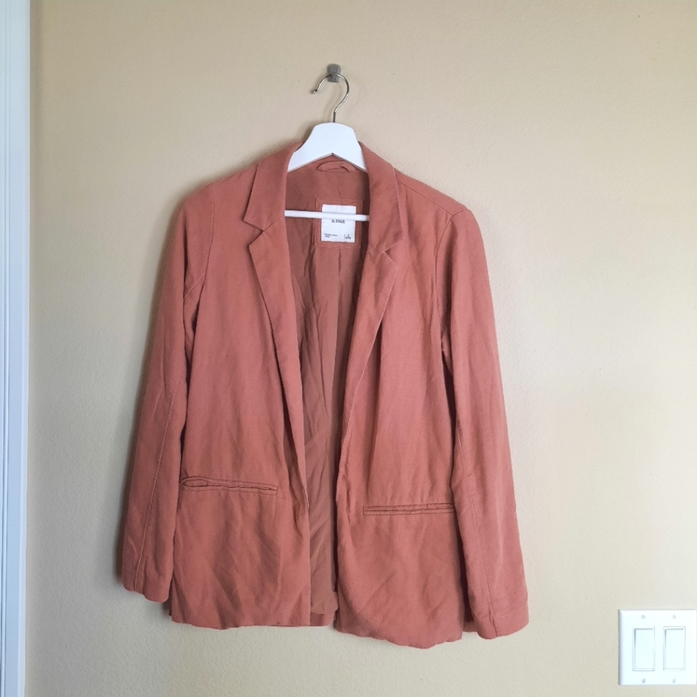 Abercrombie & Fitch Mauve Dusty Rose Linen Blend Blazer Spring Summer Petal Pink